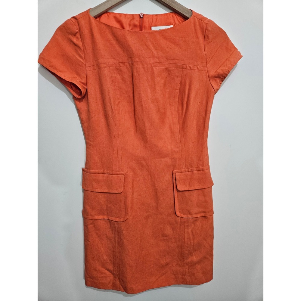 Laundry by Shelli Segal Silk Linen‎ Orange Shift Dress Petites 2P L8561-P